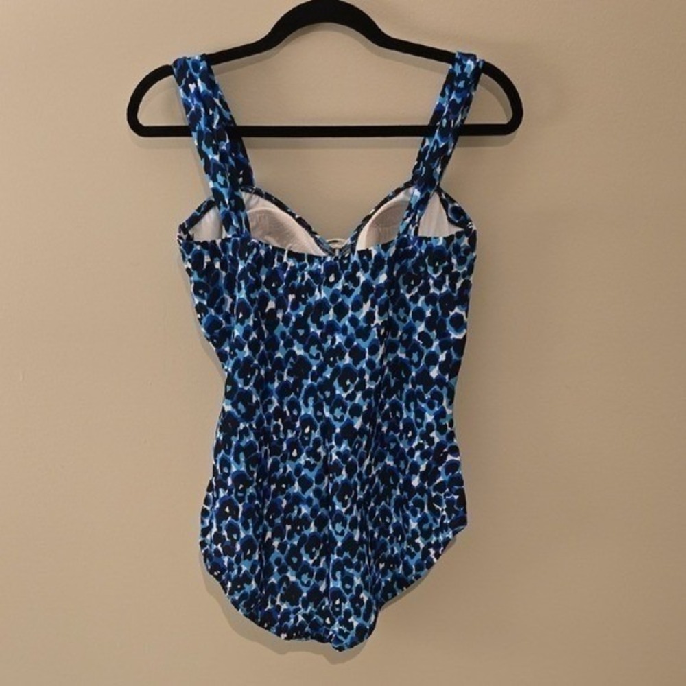 Miraclesuit Blue Cheetah Animal Print Ruched Shaping One Piece Swimsuit 12 - Picture 8 of 10